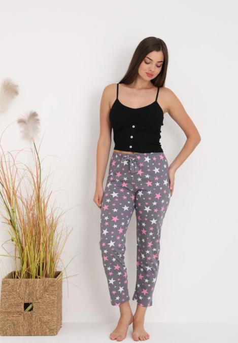 Pantaloni de Pijama Dama ,Culoare Gri cu Roz,Engros